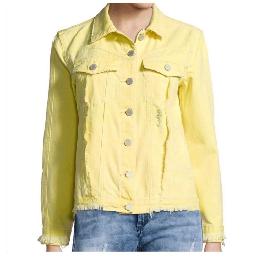 Blank NYC Yellow frayed jean trucker jacket sz med